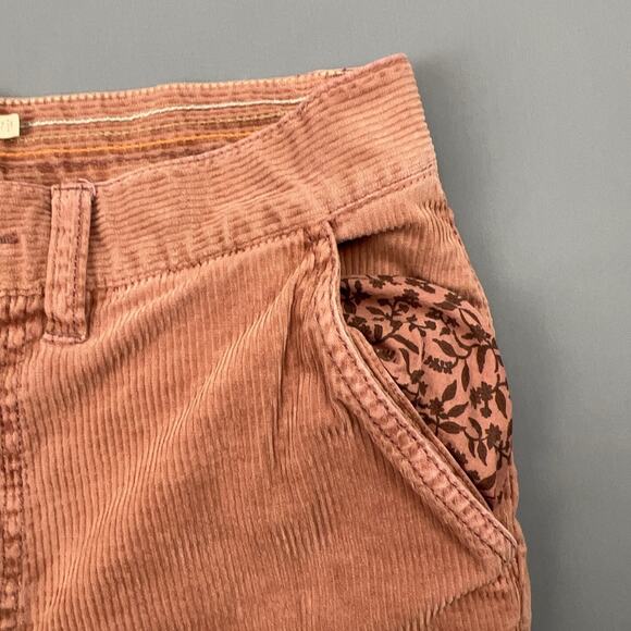 Faherty Brown Corduroy Pants Women 27 Relaxed Wide Leg Patch Pocket Casual - Picture 7 of 10